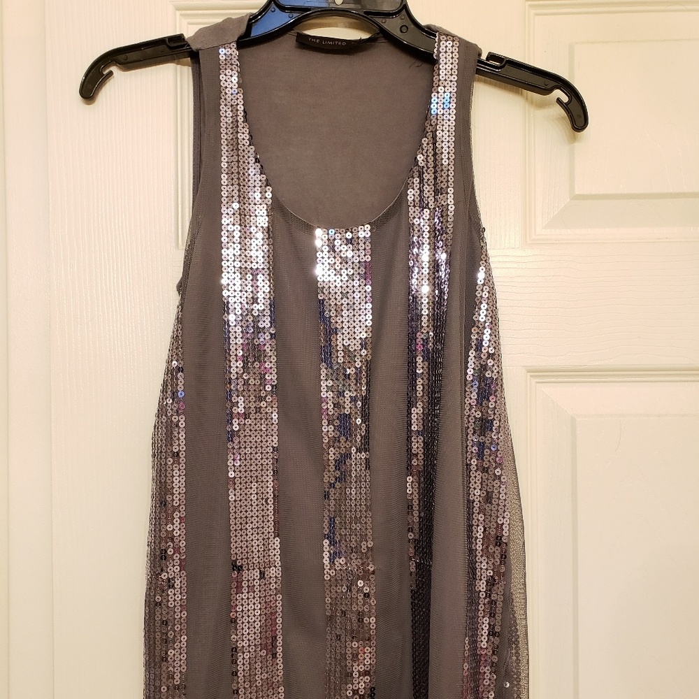 Grey sequin tank top